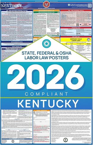 2026 Kentucky Labor Law Poster – State & Federal Compliance in Spanish – OSHA, EEOC, FMLA, Minimum Wage – Durable, Laminated & Waterproof Workplace Employment Poster – Made in USA – 26" x 39.5" in Saudi Arabia