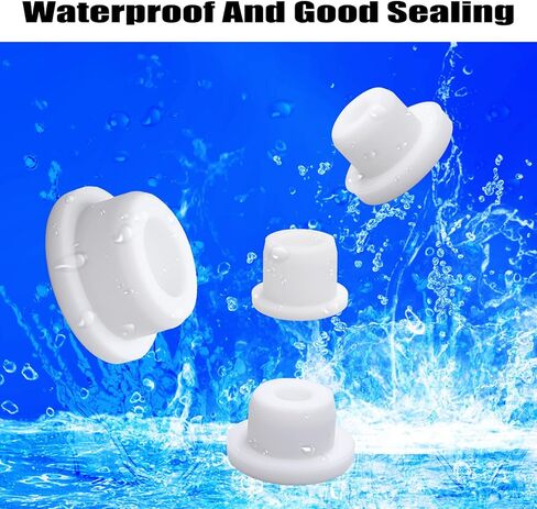 24 PCS Bathtub Jet Covers 4 Sizes Silicone Hole Plug Fit 12mm 14mm 16mm 22-23mm Bathtub Hole, Round Waterproof Bathtub Plug White Tube Plugs Soft Flexible Reusable End Covers in Saudi Arabia