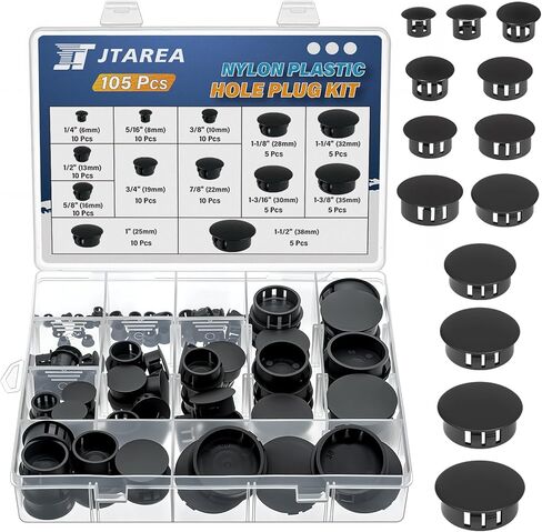 Black Nylon Plastic Hole Plugs Assorted 13Sizes 1/4" 5/16" 3/8" 1/2" 5/8" 3/4" 7/8" 1" 1-1/8" 1-3/16" 1-1/4" 1-3/8" 1-1/2" Hole Plug Cover Kit for Furniture Cabinet in Saudi Arabia