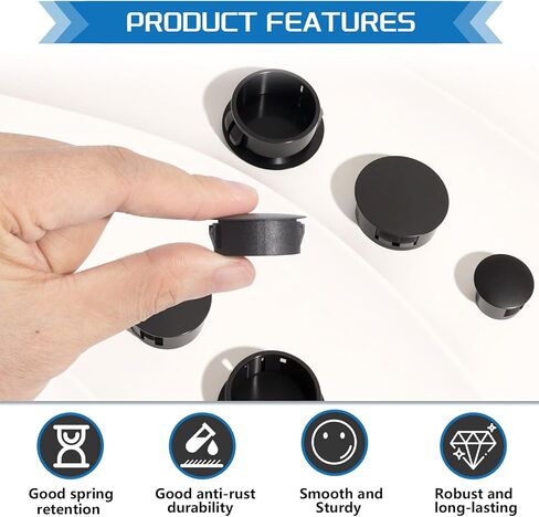 Black Nylon Plastic Hole Plugs Assorted 13Sizes 1/4" 5/16" 3/8" 1/2" 5/8" 3/4" 7/8" 1" 1-1/8" 1-3/16" 1-1/4" 1-3/8" 1-1/2" Hole Plug Cover Kit for Furniture Cabinet in Saudi Arabia