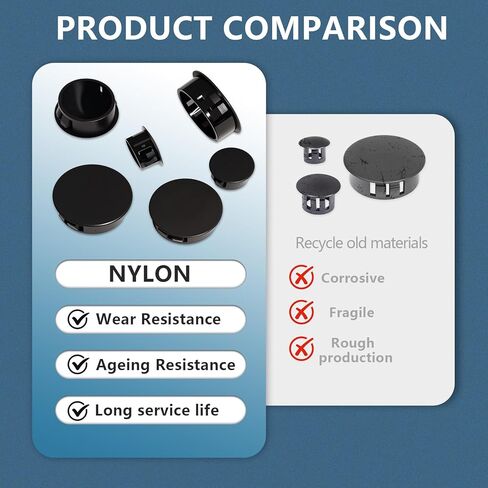 Black Nylon Plastic Hole Plugs Assorted 13Sizes 1/4" 5/16" 3/8" 1/2" 5/8" 3/4" 7/8" 1" 1-1/8" 1-3/16" 1-1/4" 1-3/8" 1-1/2" Hole Plug Cover Kit for Furniture Cabinet in Saudi Arabia