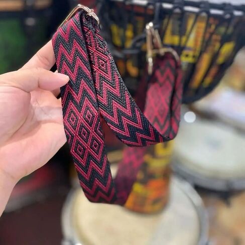 Adjustable Waist Strap for Djembe African Hand Drum, African Hand Drum Belt Strap, Percussion Instruments Belt Accessory (black red) in Kuwait