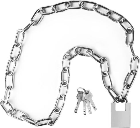 47.24 inch/1.2 Meter Stainless Steel Security Chain Lock with Anti-Cut Padlock & 2 Keys - Heavy Duty Anti-Theft Protection for Bicycle, Motorcycle, Scooter, Door, Fence, Garage in Kuwait