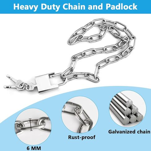 47.24 inch/1.2 Meter Stainless Steel Security Chain Lock with Anti-Cut Padlock & 2 Keys - Heavy Duty Anti-Theft Protection for Bicycle, Motorcycle, Scooter, Door, Fence, Garage in Kuwait