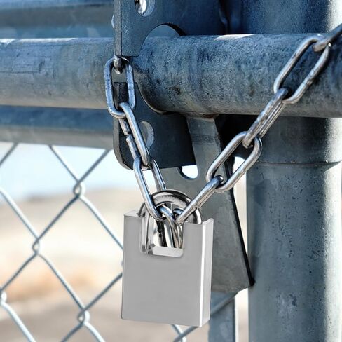 47.24 inch/1.2 Meter Stainless Steel Security Chain Lock with Anti-Cut Padlock & 2 Keys - Heavy Duty Anti-Theft Protection for Bicycle, Motorcycle, Scooter, Door, Fence, Garage in Kuwait