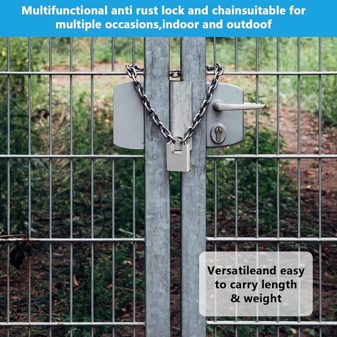 47.24 inch/1.2 Meter Stainless Steel Security Chain Lock with Anti-Cut Padlock & 2 Keys - Heavy Duty Anti-Theft Protection for Bicycle, Motorcycle, Scooter, Door, Fence, Garage in Kuwait