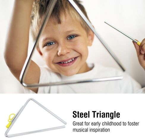 Dilwe Music Triangle, Children's Musical Percussion Instrument, Steel Triangle with Striker (6 inches, Metallic Silver) in Saudi Arabia