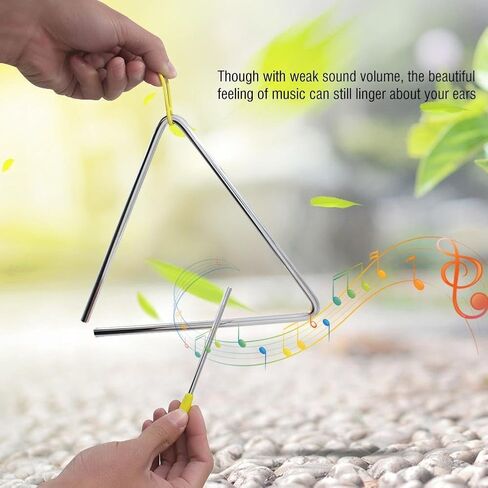 Dilwe Music Triangle, Children's Musical Percussion Instrument, Steel Triangle with Striker (6 inches, Metallic Silver) in Saudi Arabia