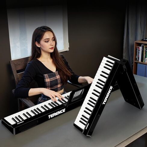Portable Piano Keyboard 88 Keys: Semi-Weighted Folding Digital Piano Bluetooth, 128 Tones & Silent Mode TERENCE Electric Folding Piano Kit for Adult (Ink Black) in Saudi Arabia