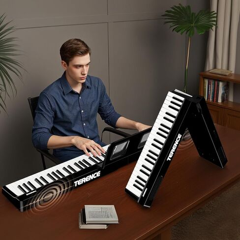Portable Piano Keyboard 88 Keys: Semi-Weighted Folding Digital Piano Bluetooth, 128 Tones & Silent Mode TERENCE Electric Folding Piano Kit for Adult (Ink Black) in Saudi Arabia