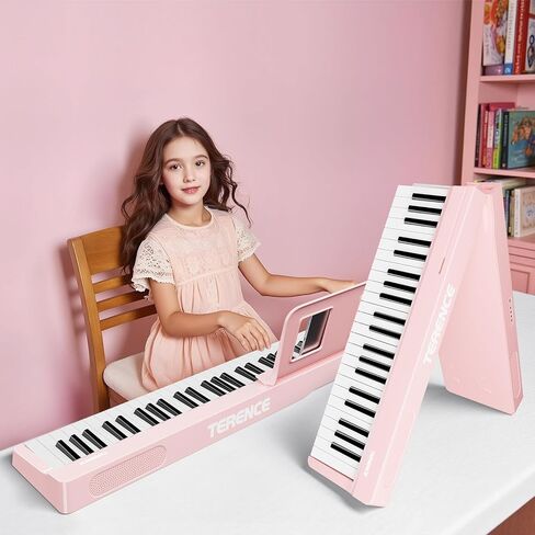 Portable Piano Keyboard 88 Keys: Semi-Weighted Folding Digital Piano Bluetooth, 128 Tones & Silent Mode TERENCE Electric Folding Piano Kit for Adult (Ink Black) in Saudi Arabia