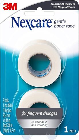 Nexcare Gentle Paper Tape, Medical Paper Tape, Secures Dressings and Lifts Away Gently, 1 in x 10 Yards, 2-Pack (4 Rolls) in Kuwait