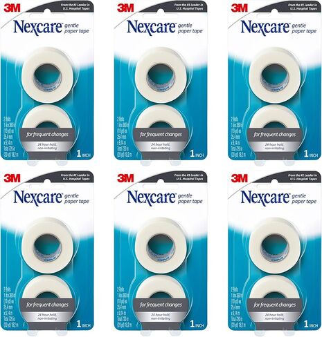 Nexcare Gentle Paper Tape, Medical Paper Tape, Secures Dressings and Lifts Away Gently, 1 in x 10 Yards, 2-Pack (4 Rolls) in Kuwait