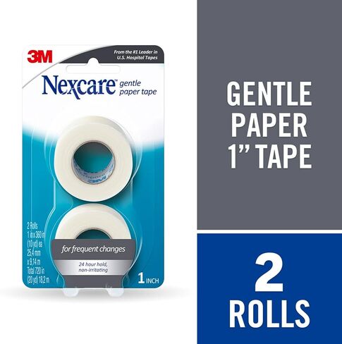 Nexcare Gentle Paper Tape, Medical Paper Tape, Secures Dressings and Lifts Away Gently, 1 in x 10 Yards, 2-Pack (4 Rolls) in Kuwait
