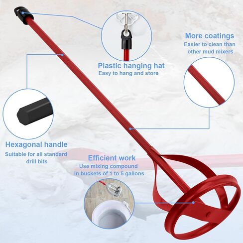 3 PCS Paint Mixer for Drill,Paint Stirrer Fits All Kinds of Drill Bits,Plaster and Paint Mixers Stirrer Tools with Non-Slip Hex Head,for Mortar Mud Grout and Easy to Clean(Blue,Black,Red) in Saudi Arabia