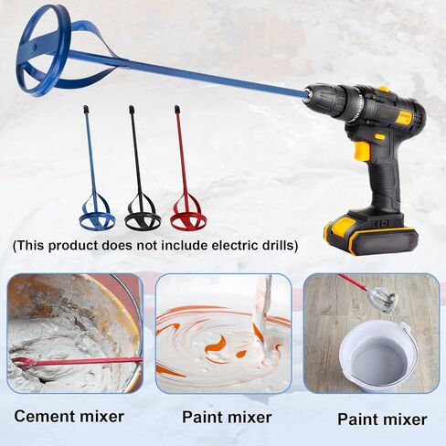 3 PCS Paint Mixer for Drill,Paint Stirrer Fits All Kinds of Drill Bits,Plaster and Paint Mixers Stirrer Tools with Non-Slip Hex Head,for Mortar Mud Grout and Easy to Clean(Blue,Black,Red) in Saudi Arabia