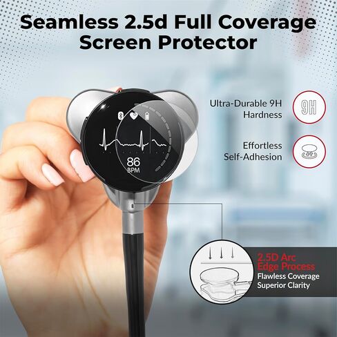 Core Protection Kit for EKO Core 500 Digital Stethoscope – Silicone Chestpiece Cover, 2 Tempered Glass Screen Protectors, & Replacement Ear Tips (Black) in Kuwait