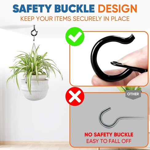 [حمل عمل عالي] 4 قطع من خطافات Q-Hanger بوزن 200 رطل M8 مع غسالة وإبزيم أمان، خطافات لولبية شديدة التحمل مقاس 5 بوصات مقاومة للرياح لتعليق النباتات واليوجا والأضواء والاستخدامات الداخلية والخارجية - أنابيب توسيع، مفك براغي in Kuwait