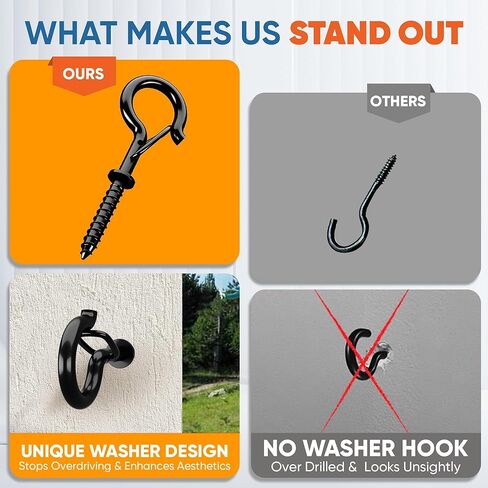 [حمل عمل عالي] 4 قطع من خطافات Q-Hanger بوزن 200 رطل M8 مع غسالة وإبزيم أمان، خطافات لولبية شديدة التحمل مقاس 5 بوصات مقاومة للرياح لتعليق النباتات واليوجا والأضواء والاستخدامات الداخلية والخارجية - أنابيب توسيع، مفك براغي in Kuwait