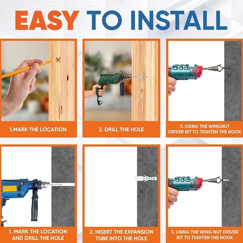 [حمل عمل عالي] 4 قطع من خطافات Q-Hanger بوزن 200 رطل M8 مع غسالة وإبزيم أمان، خطافات لولبية شديدة التحمل مقاس 5 بوصات مقاومة للرياح لتعليق النباتات واليوجا والأضواء والاستخدامات الداخلية والخارجية - أنابيب توسيع، مفك براغي in Kuwait