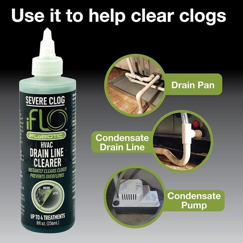 iFLO® Severe Clog Relief™ - 5X A/C Drain Line Cleaner Concentrate – Heavy-Duty HVAC System Solution for Tough Clogs & Buildup – Professional Liquid Drain Cleaner and Unclogger, 8oz Bottle, 1 Pack in Saudi Arabia