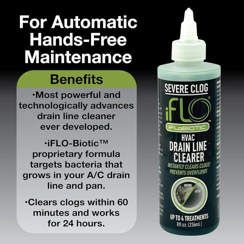 iFLO® Severe Clog Relief™ - 5X A/C Drain Line Cleaner Concentrate – Heavy-Duty HVAC System Solution for Tough Clogs & Buildup – Professional Liquid Drain Cleaner and Unclogger, 8oz Bottle, 1 Pack in Saudi Arabia
