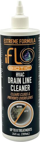 iFLO® Extreme A/C Drain Line Cleaner - حل نظام التدفئة والتهوية وتكييف الهواء سريع المفعول وطويل الأمد للسدادات الصعبة والتراكمات - منظف احترافي لتصريف السوائل ومزيل الانسداد، زجاجة 24 أونصة، عبوة واحدة in Saudi Arabia