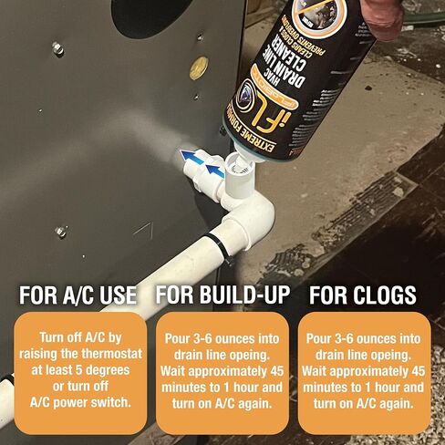 iFLO® Extreme A/C Drain Line Cleaner - حل نظام التدفئة والتهوية وتكييف الهواء سريع المفعول وطويل الأمد للسدادات الصعبة والتراكمات - منظف احترافي لتصريف السوائل ومزيل الانسداد، زجاجة 24 أونصة، عبوة واحدة in Saudi Arabia