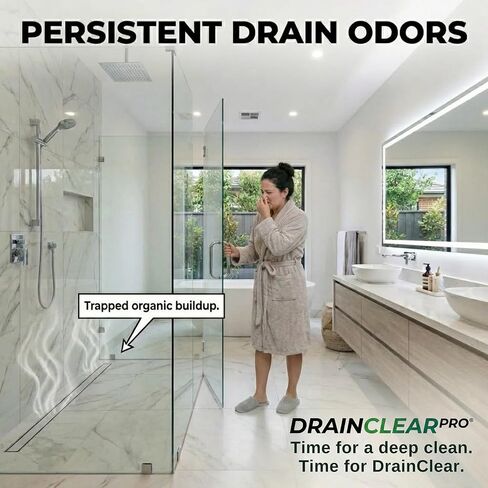 منظف ​​الصرف الإنزيمي برو من درين كلير 32oz - تركيبة إنزيمية تهضم الشحوم والنفايات والروائح - آمن للأنابيب وأنظمة الصرف الصحي - معالجة الصرف القابلة للتحلل للاستخدام المنزلي والتجاري in Kuwait