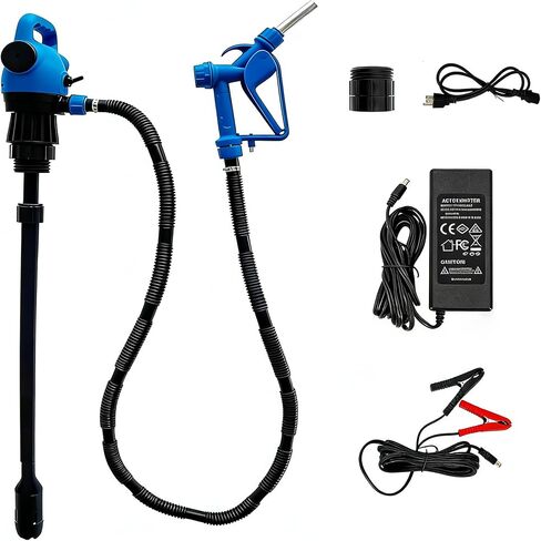 120V AC Electric Drum Pump with 12V DC Power, 55 Gallon Drum Pump with Built-in 2-Inch Bung Adapter, 5 Gallons Per Minute Flow Rate Liquid Transfer for DEF Diesel Water Antifreeze in Kuwait