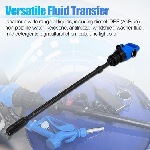 120V AC Electric Drum Pump with 12V DC Power, 55 Gallon Drum Pump with Built-in 2-Inch Bung Adapter, 5 Gallons Per Minute Flow Rate Liquid Transfer for DEF Diesel Water Antifreeze in Kuwait