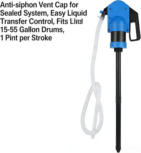 Upgrade Lever Action Drum Pump,55 Gallon Manual Barrel Pump for DEF,High Viscosity Oils,Chemicals,Antifreeze,Gasoline,Includes 6.56 ft of 3/4"Corrugated Hose,1 Pint/Stroke in Saudi Arabia