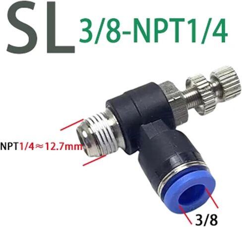 SL Pneumatic Quick Connector Adjustment Throttle Valve inch PU pipe 5/16 "1/4" 3/8 "1/2" American Thread NPT1/8 1/4 3/8 1/2(SL 3l8-NPT1l4) in Saudi Arabia