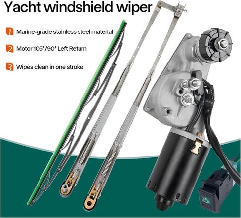 Marine Windshield Wiper Motor Kit 12V 24V Adjustable Yacht Boat System With Arm and Blade in Kuwait