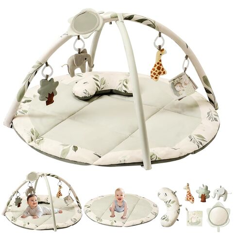 Fortella Baby Play Gym & Activity Mat ، Tummy Time Mat W 5 ألعاب ووسائد قابلة للفصل ، Playmat الحسية الكبيرة للأرضيات ، هدية الأطفال الولادة الولادة من 0-3-6-9-12 شهرًا (وردية وردية) in Kuwait