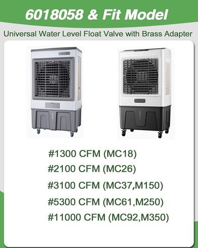 6018058 Universal Water Level Float Valve with Brass Adapter for All Evaporative Cooler Models:MC18,MC26,MC37,MC61,MC92,M150,M250,M350 in Saudi Arabia