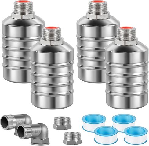4pcs 304 Stainless Steel Automatic Water Float Valve 1/2" and 3/4" Connection Types Precise Control Water Level Controller Water Level Control Float Valve for Sink for Water Tank Livestock Troughs in Saudi Arabia