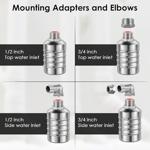 4pcs 304 Stainless Steel Automatic Water Float Valve 1/2" and 3/4" Connection Types Precise Control Water Level Controller Water Level Control Float Valve for Sink for Water Tank Livestock Troughs in Saudi Arabia