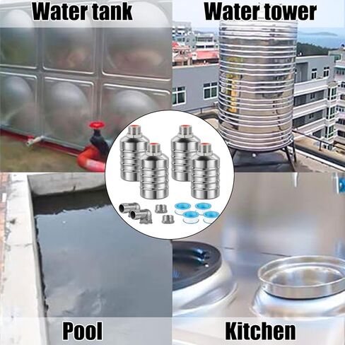 4pcs 304 Stainless Steel Automatic Water Float Valve 1/2" and 3/4" Connection Types Precise Control Water Level Controller Water Level Control Float Valve for Sink for Water Tank Livestock Troughs in Saudi Arabia