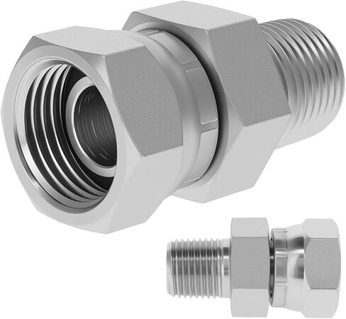 محول دوار هيدروليكي 1/4 بوصة NPTF ذكر × 3/8 بوصة NPSM أنثى 1404-04-06 وصلات أنابيب مستقيمة من الصلب الكربوني، لتركيب خرطوم هيدروليكي (عبوتان) in Kuwait