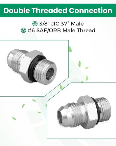 تركيبات محول خرطوم هيدروليكي مستقيم، 3/8 بوصة JIC 37 درجة ذكر × #6 SAE/ORB ذكر، 3/8 بوصة JIC ذكر (9/16 بوصة - 18 خيط) × 3/8 بوصة ذكر ORB (9/16 بوصة - 18 خيط)، استبدال 6400-06-06، 16 قطعة in Kuwait