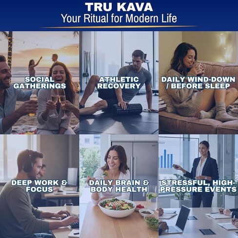 TRU KAVA Whole Root Kava Powder Drink Mix - Ceremonial Grade Noble Kava from Vanuatu, Instant Calm Focus & Social Ease, Kavalactone Rich, Non-Extract, Lab Tested - 12 Sachets in Saudi Arabia