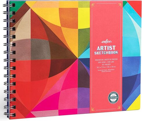eeBoo Piece & Love: Artist Sketchbook - Victoria's - 80 Pages, 9.5x7.5 Hardcover Spiral Book, 160 GSM, 108 LBS Drawing Paper, Butterfly Floral Cover in Kuwait
