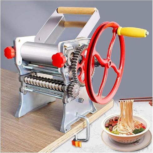 Stainless Steel Pasta Maker, Hand-Cranked Noodle Machine with 2mm & 6mm Cutters for Homemade Pasta, Ideal for Restaurants & Kitchen Use in Saudi Arabia