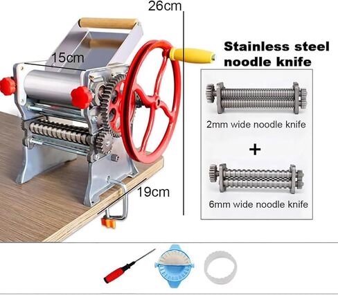 Stainless Steel Pasta Maker, Hand-Cranked Noodle Machine with 2mm & 6mm Cutters for Homemade Pasta, Ideal for Restaurants & Kitchen Use in Saudi Arabia
