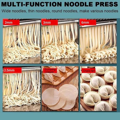 Stainless Steel Pasta Maker, Hand-Cranked Noodle Machine with 2mm & 6mm Cutters for Homemade Pasta, Ideal for Restaurants & Kitchen Use in Saudi Arabia