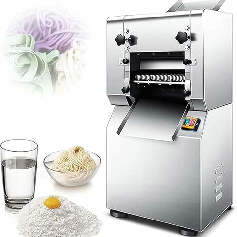 ماكينة صنع المعكرونة التجارية، ماكينة ضغط المعكرونة الكهربائية المصنوعة من الفولاذ المقاوم للصدأ بقدرة 1500 وات، سمك قابل للتعديل من 1-10 مم، قاطعة المعكرونة 25 كجم/ساعة، للمطاعم، مبيعات المصنع مباشرة in Kuwait
