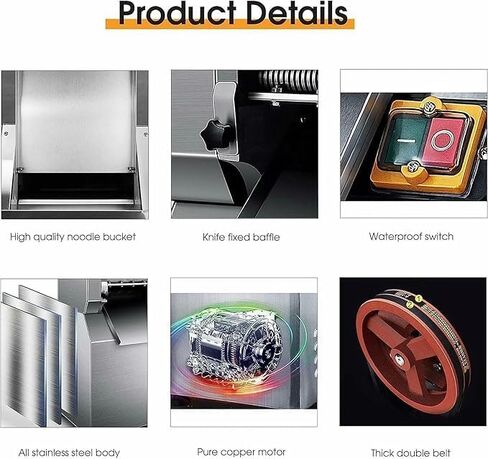 ماكينة صنع المعكرونة التجارية، ماكينة ضغط المعكرونة الكهربائية المصنوعة من الفولاذ المقاوم للصدأ بقدرة 1500 وات، سمك قابل للتعديل من 1-10 مم، قاطعة المعكرونة 25 كجم/ساعة، للمطاعم، مبيعات المصنع مباشرة in Kuwait