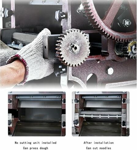 ماكينة صنع المعكرونة التجارية، ماكينة ضغط المعكرونة الكهربائية المصنوعة من الفولاذ المقاوم للصدأ بقدرة 1500 وات، سمك قابل للتعديل من 1-10 مم، قاطعة المعكرونة 25 كجم/ساعة، للمطاعم، مبيعات المصنع مباشرة in Kuwait