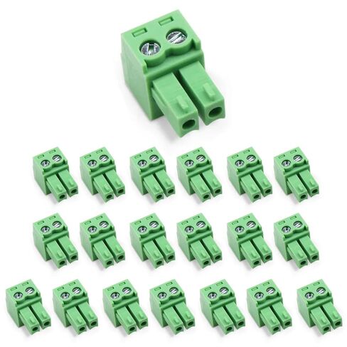 20 pcs 2 Pin KF2EDG 3.81mm Pitch Pluggable PCB Angle Screw Terminal Block Plug Connector Socket Panel Mount DIY in Saudi Arabia